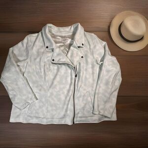 Haute Hippie Tribe Women‎ Printed Tie-Dye Jacket Horizon Blue Size 4X Faux Suede